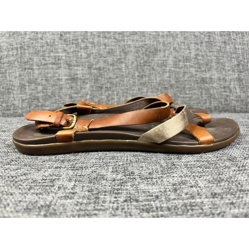 OluKai Upena Sandals Womens 9 Kona Coffee Champagne Leather Strappy - Picture 10 of 14
